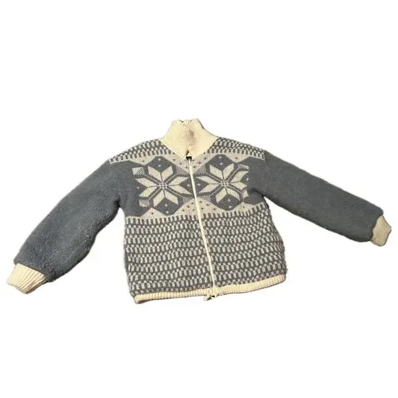Vintage Snowflake Icewool Nordic Knit Zip Up Sweater Jacket / Medium - Picture 6 of 6